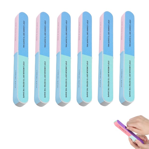 Pack of 6 Surface Multicoloured Nail Files, Reusable Multifunctional Nail