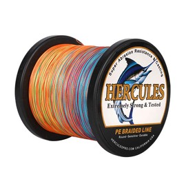 HERCULES Super Strong 500M 547 Yards Braided Fishing Line 100 LB Test for Saltwater Freshwater PE Braid Fish Lines 4 Strands - Multicolor, 100LB (45.4KG), 0.55MM