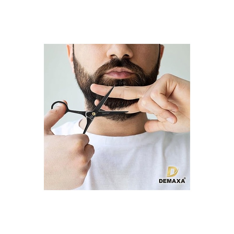 DEMAXA - 5" Professional Mustache Scissors Beard Scissors for Men