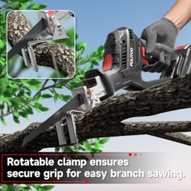 PULITUO Reciprocating Saw Cordless, 20V Max 3000SPM Power Reciprocating Saws Compact Design, with 2000mAh Li-Ion battery, Clamp Jaw, Electric Saw Battery Powered For Wood/Trees Cutting