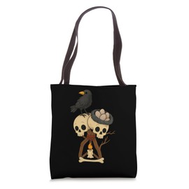 Cute Crow Skull Cartoon Tote Bag