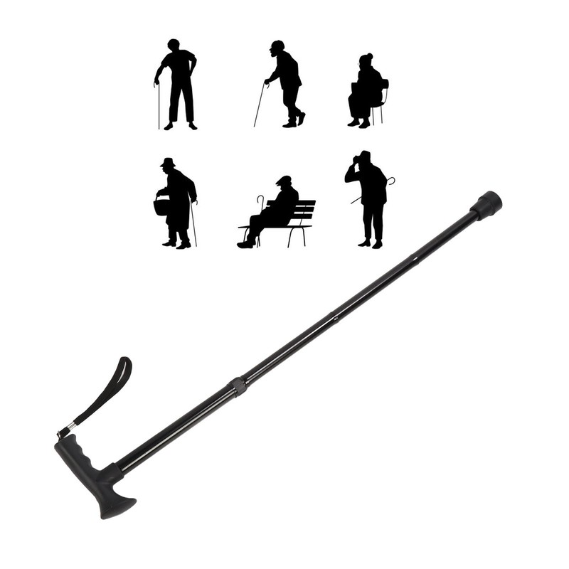 Folding Walking Cane for Men Women T Handle Wrist Strap