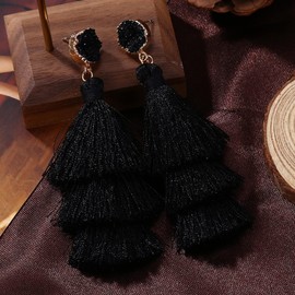 Earrings for Women Teen Girl Gifts Jewelry for Women Layered Tassel Earrings Bohemian Tiered Tassel Dangle Earrings Colorful Stud Drop Earrings for Women Girls Jewelry Gifts for Christmas Valentine Day Gifts for Teen Girls Teenage Girl Gifts
