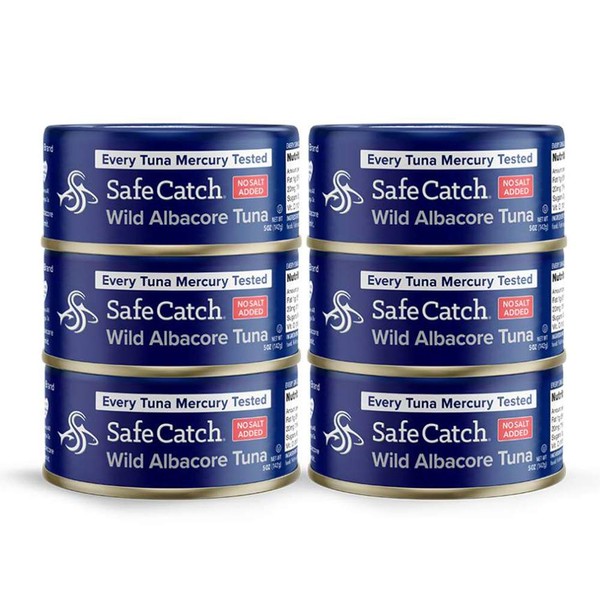 Safe Catch Wild Albacore Tuna No Salt Added, 6 Piece The Only Brand To Test Every Fish for Mercury