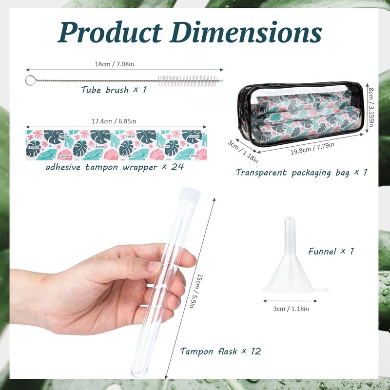 LiveBe Tampon Flask Set with Reusable Wrappers, Funnels, and Containers
