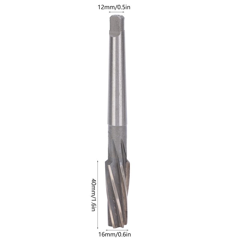 1:10 Taper Shank Machine Reamer 12x40x16mm Spiral High Speed Steel