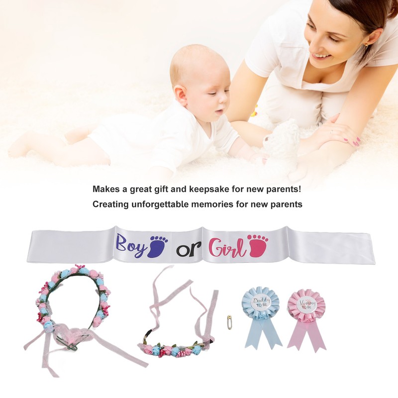 Boy Girl Gender Headband Decoration Sash Maternity Gender Sash Belt