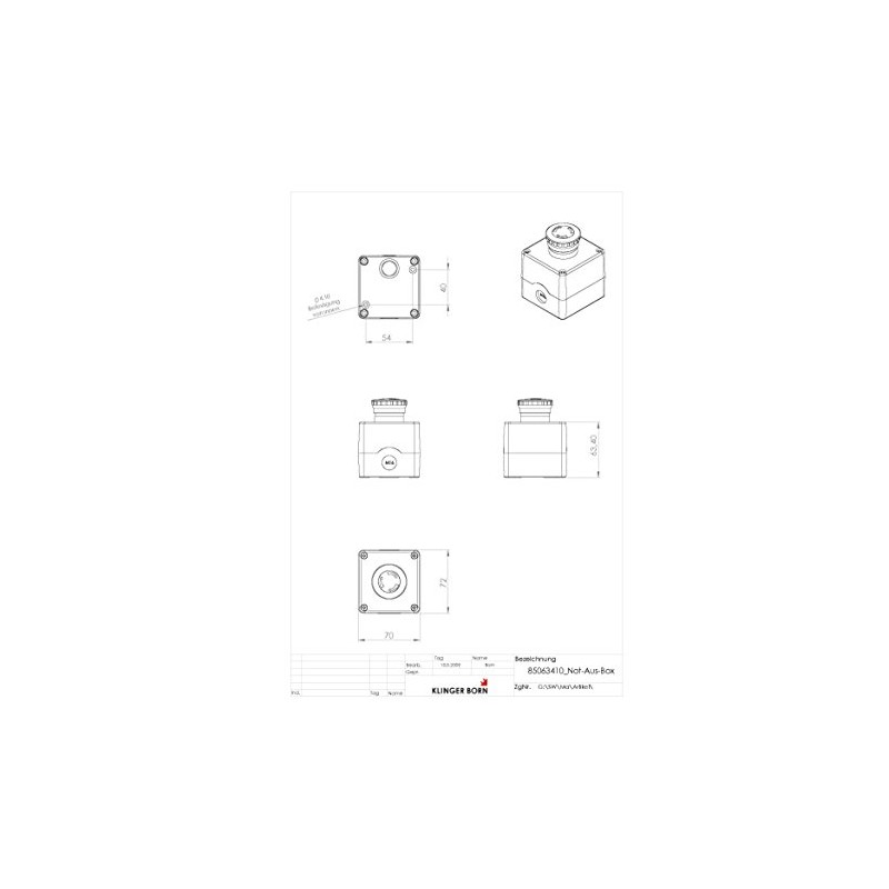 Emergency Stop/Emergency Stop Button in Housing with 2 Opener Elements