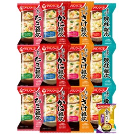Amano Foods Freeze Dried Seafood Porridge 4 Types 12 Meals Assortment, Miso Soup, Gold Soup, Eggplant, 1 Meal, Set of 1, Storage at Room Temperature