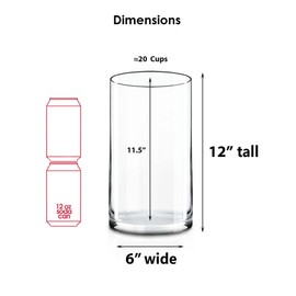 CYS EXCEL (H:12" D:6") Large Cylinder Clear Glass Vase for Wide Bouquet Flower Vase Centerpieces Display Hurricane Floating Candle Holder