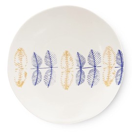 J-kitchens 371702 Sashimi Plate, Large, Leaves Pattern, Blue, Hasamiyaki, Made in Japan, Diameter 8.3 x Height 1.0 inches (21.3 x 2.5 cm)