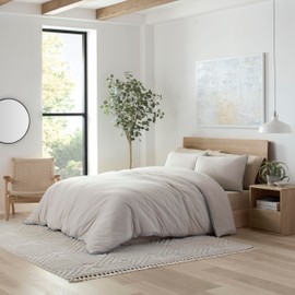 Vellux Solid Jersey Knit 3-Piece Queen Comforter Set - Cotton Blend - Ultra-Soft & Cozy T-Shirt - Light Weight - Breathable - Down Alternative - Bedding for All-Season Comfort (90 x 94, Gray)