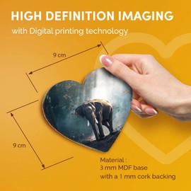 Destination Vinyl ltd Great Coasters (Set of 2) Heart - African Elephant Forest Drink Glossy Coasters/Tabletop Protection for Any Table Type #13162