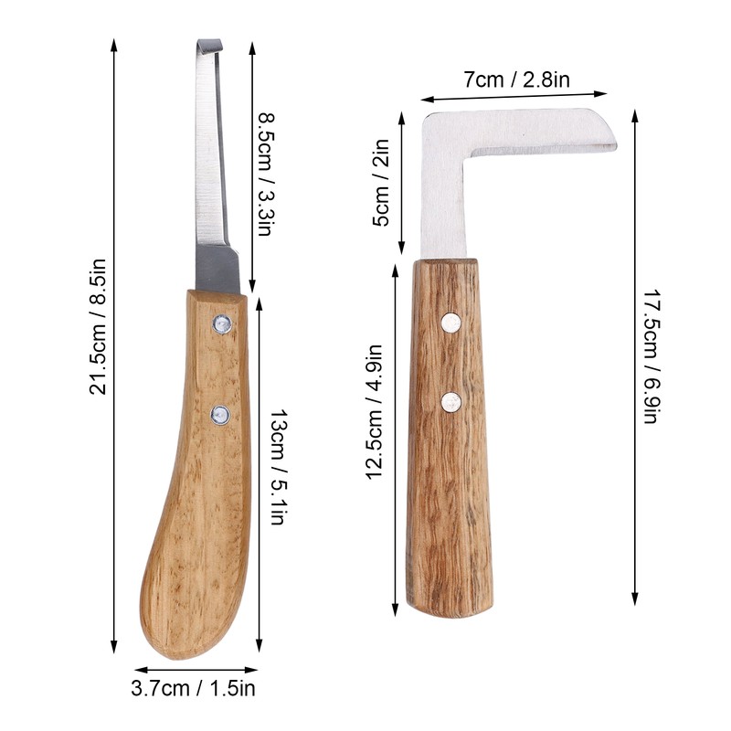 4pcs Hoof Knife Carbon Steel Wooden Handle Left and Right