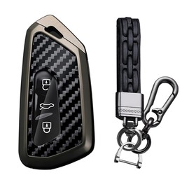 TECART Car Key Case Key Protector Key Shell Cover Fit For VW VOLKSWAGEN Golf MK8 ID.3 ID.4 Fit For Seat Leon Ateca Tarraco Cupra Formentor Skoda Octavia 3 Buttons Key Fob Holder Accessories Black B