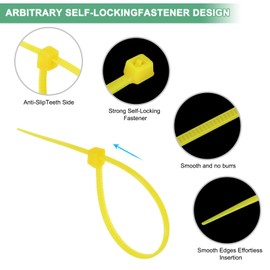 M METERXITY 1000-Pack Nylon Zip Ties 6 Inch 11 Lbs Nylon Cable Wire Ties Self-Locking Cable Zip Ties for Indoor/Outdoor/Home/Office/Garden/Workshop/Bundling Securing [Yellow]