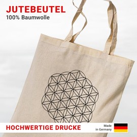 tradercat Jute Bag Printed Vintage 100% Cotton Fabric Bag Printed Esoteric One Line Art Jute Bag Aesthetic as a Fashionable Accessory Jute Bag Sayings (Flower of Life), beige