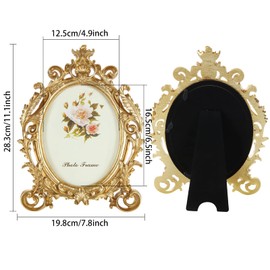 ZIQI 2 Pack Oval Vintage Picture Frame 5x7”Gold Antique Picture Frames, Resin Picture Frame With High Definition Glass For Home Decor, Photo Gallery, Art
