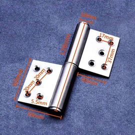 Hardbase Hardware Hinge, Flag Hinge, Stainless Steel Hinge, 360 Degree Rotation, Easy to Separate Door and Door Frame, Pack of 2 (5 Inch Flag Hinge)