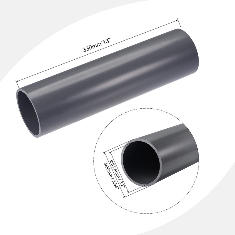 sourcing map PVC Rigid Round Pipe 81.4mm ID 90mm OD