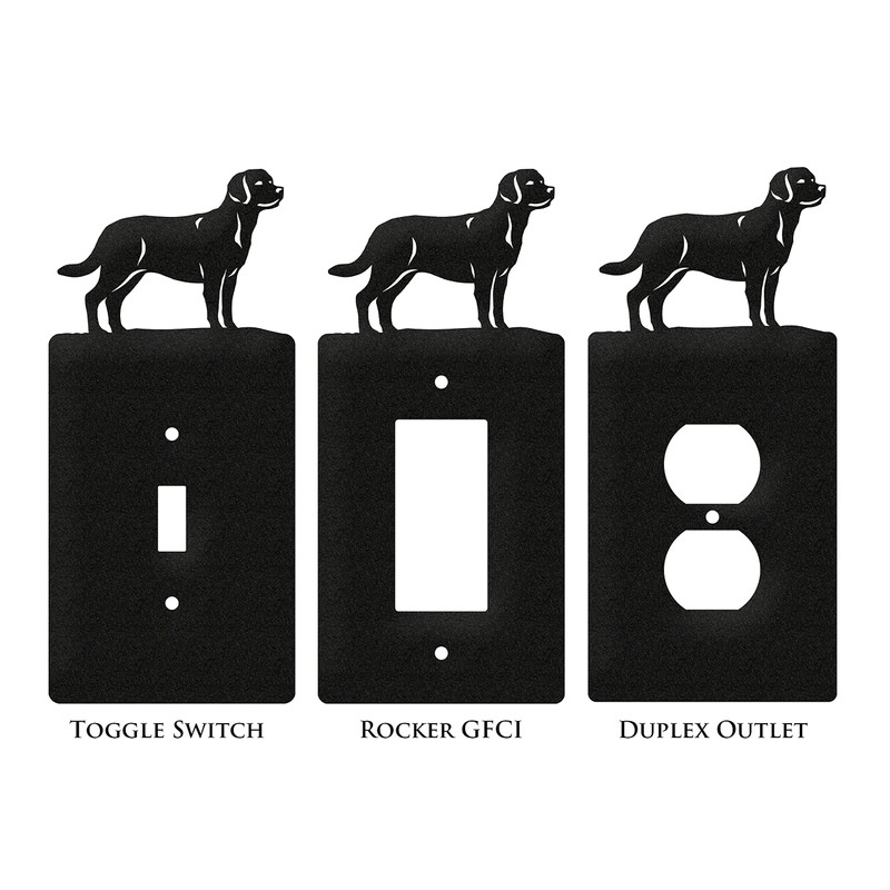 SWEN Products Labrador Metal Wall Plate Cover (Double Outlet, Black)
