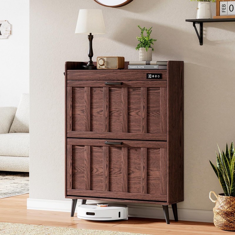 ChooChoo Shoe Storage Cabinet with 2 Flip Drawers, Deodorizing Shoe