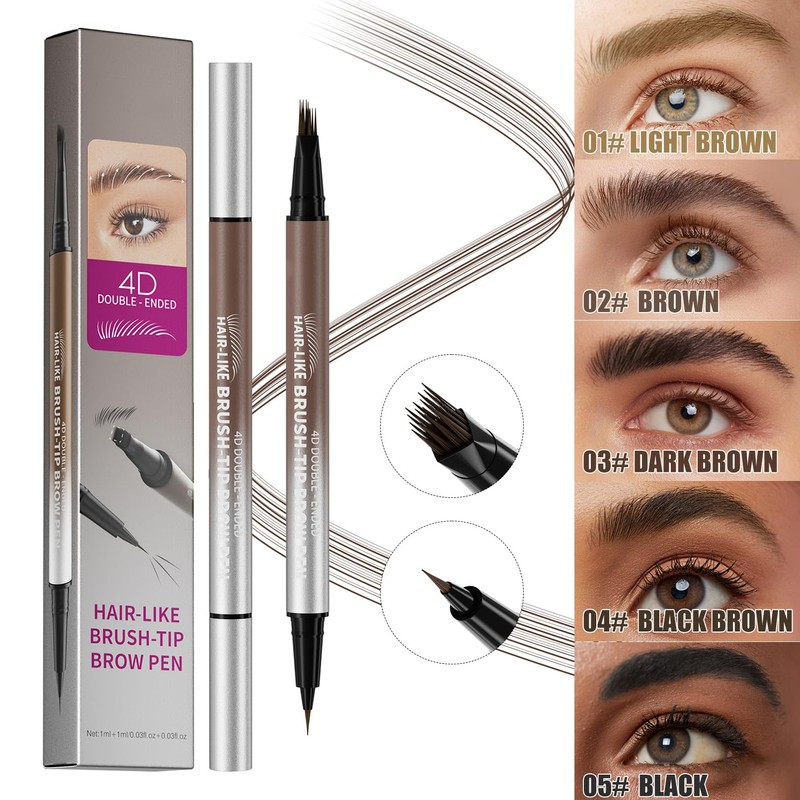 Eyebrow Pencil, Microblading Eyebrow Pen with Angled Brush, 2-in-1 Eye