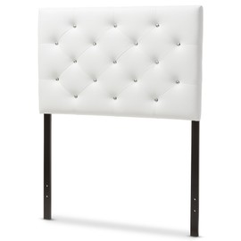 Baxton Studio Yvette Modern and Contemporary White Faux Leather Upholstered Button Tufted Headboard, Twin