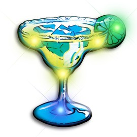 Light Up Margarita Flashing Blinking LED Body Light Lapel Pins (25-Pack)