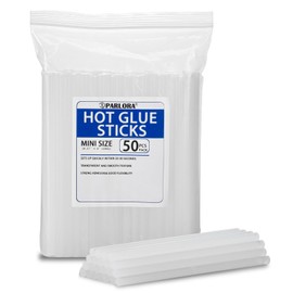 Parlora Hot Glue Sticks, Mini Size, 6" Long x .27" Diameter, 50 Count, Clear, for Kids Adults DIY Art Craft Gluing Repairing Sealing Festival Home Decoration
