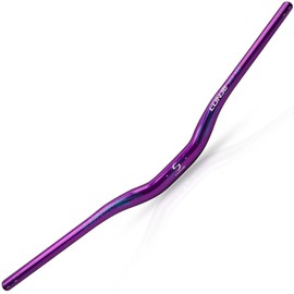Chameleon Bike Handlebar 31.8mm - 35mm, 55mm Hi Riser Mountain Bike Handlebars - 780mm Glow-in-the-Dark Logo Cut-to-fit T6 Aluminium Bicycle Handlebars for MTB, Road Bike