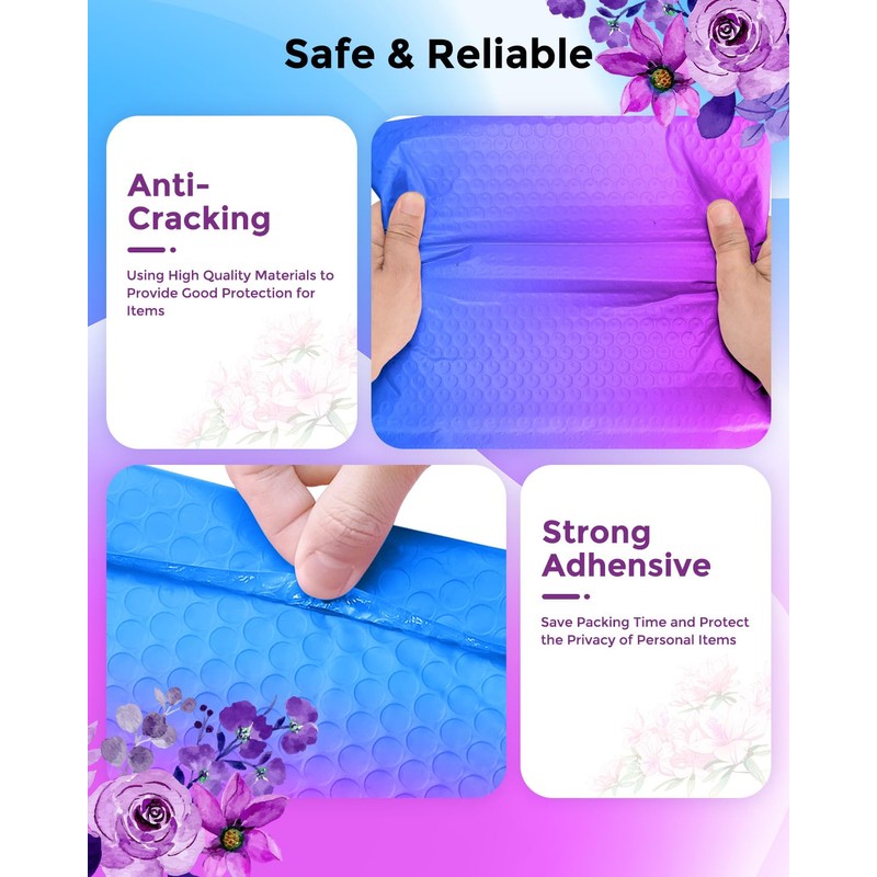 Metronic Bubble Mailers 6x10 Inch 100 Pack BluePurple Usable Size