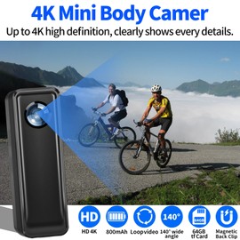 Cámara de Acción HJBDGS, 2.7K HD, 64GB, Mini, Magnética, Portátil, Grabación en Bucle, Negra
