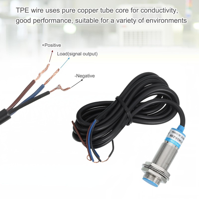 sourcing map Inductive Proximity Sensor,NPN NO M18 DC 6-36V 300mA