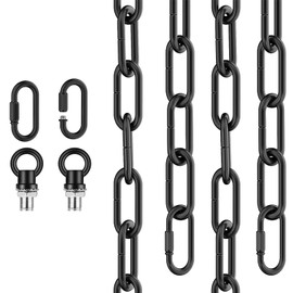 garini 12 Feet Industrial Black Light Fixture Chain, Adjustable Metal Pendant Chandelier Chain Extension with Detachable Link, Maximum Load is 66 Pounds