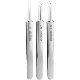 3Pcs Silver Professional Blackhead Tweezer Professional Facial Blackhead Remover Tweezers Precision Extractor Acne Removal Kit Pimple Tool with Storage Box Skin Care Tools and Accessories