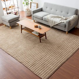 Air Resome Rug, Rug, 4 Tatami Mat, Washable, Stylish, Quilt Living Rug, Scandinavian Cotton Rug, 78.7 x 118.8 inches (200 x 300 cm), Brown