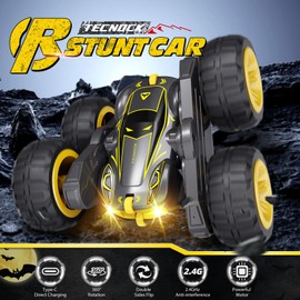 Tecnock 2024 Remote Controlled Car with 2.4 GHz Remote Control 360° Flip Stunts RC Car Monster Truck with Colourful Light from 3-12 Years Outdoor Toy Gift for Boys Children