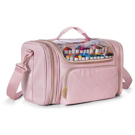 Rexmica Large Marker Storage Bag for 200-300 Markers, Marker Organiser Case with Detachable Divider for Adults, Marker Travel Holder Case for Coloured Pencil, Paint Pen or Other Art Craft Supply, Pink