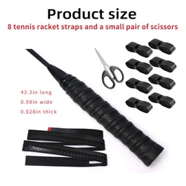 KAYEF Tennis Racket Grip Strap, 8-Piece Tennis Grip Strap, Non-Slip Grip Strap Badminton Racket, Tennis Racket, Suitable for Tennis Rackets, Badminton, Squash Rackets, Cricket Bats and More