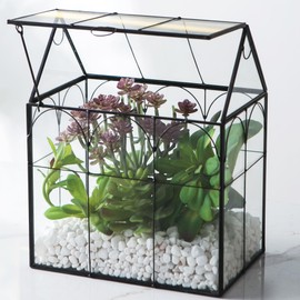 Giadun Large Glass Terrarium House Planter – Succulent Plant Terrarium House Shape Glass Greenhouse Terrarium with Lid, Indoor Tabletop Orchid Succulent Cacti Terrarium