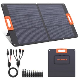 SOKIOVOLA N-Type 16BB 100W Portable Solar Panel 18V ETFE Foldable Solar Panel Charger 25% High Efficiency USB-A &Type-C Output IP68 Waterproof for Blackout Camping RV
