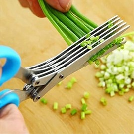 Multilayer Stainless Steel Multifunctional Knives Kitchen Scissors Chive Cutter Herb Spice Kitchen Slicer Shredded Scallion Cut