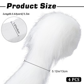 GORGECRAFT 4 Roll 150cm x 5cm Shaggy Faux Fur Trim White Precut Faux Fur Strips Fuzzy Craft Fur Ribbon for DIY Crafts Gnomes Beard Hair Santa Claus Cosplay Costume Pillows Cushions Christmas Decor