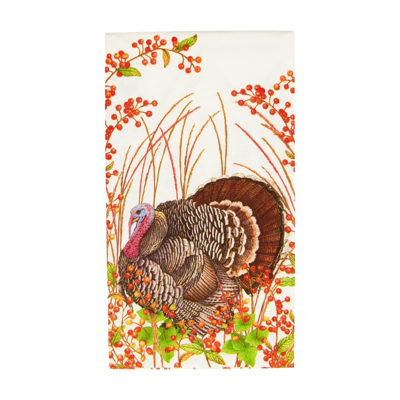 Caspari Turkey and Berries Guest Towel Napkins 15 per pack
