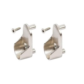 Oval Wardrobe Rail END Supports Rail Brackets 15mm Wide Nickel Plated Silver x2