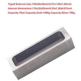 Graphite Ingot Mold, High Purity Refining Graphite, Melting Casting Mould for Gold Silver Aluminum Copper Brass Zinc Plumbum and Alloy Metals (5.31x1.65x1.26inch/1400gGold)