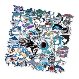 Gatuida 100 Sheets Shark Cartoon Sticker Decorative Scrapbook Decals for Laptop Fridge Luggage Skateboard Reusable Computer Stickers