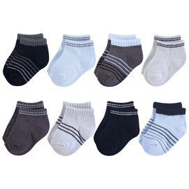 Hudson Baby Unisex Cotton Rich Newborn and Terry Socks, Blue Black, 0-6 Months