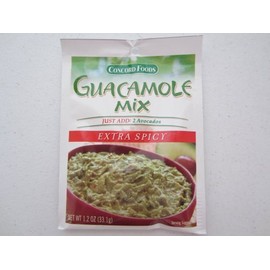 Concord Foods Extra Spicy Guacamole Mix, 1.2-ounce Pouches (Value Pack of 6 Pouches)